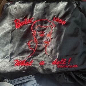 Barbie Black Satin Jacket with Red Embroidery
LARGE

NWT 
VINTAGE